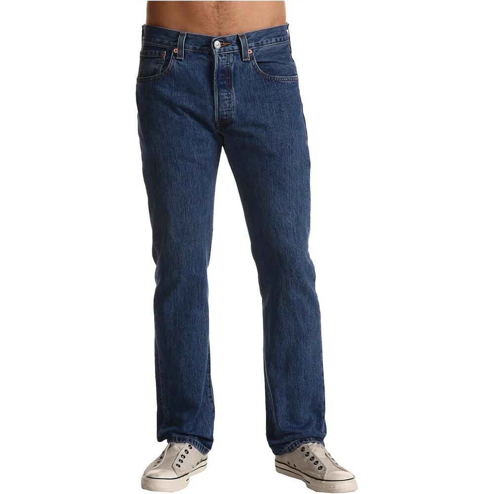 LEVI'S 501 Men's Original Straight Leg Button Fly Dark Wash Jeans Size W38 L32
